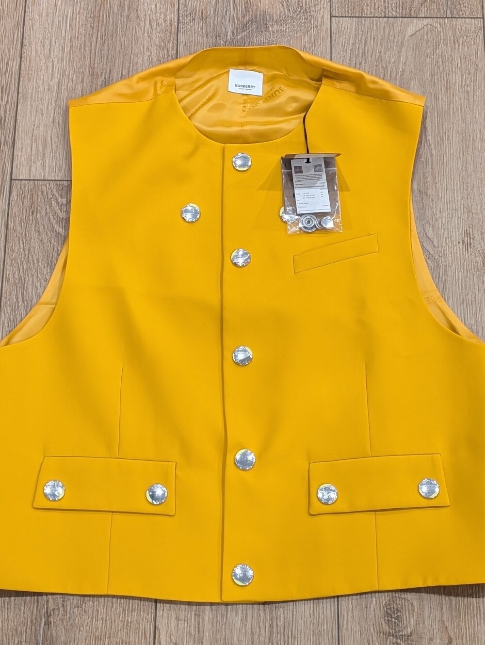 $1650 Mens BURBERRY Wool Waistcoat Vest Formalwear Vivid Marigold 52 US 42